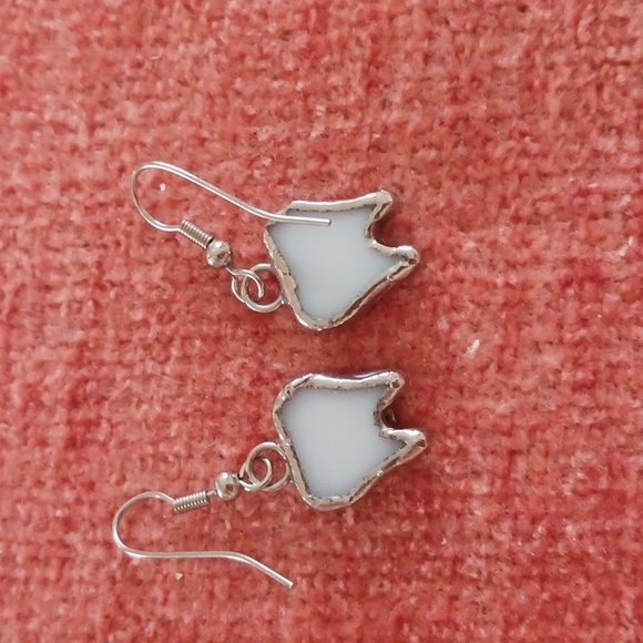 Switchables drop earrings pin pendant set stained glass tooth  white silver - Picture 5 of 9